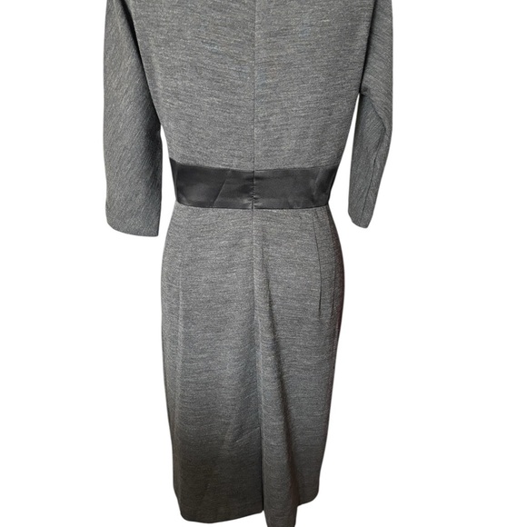 Milly NY Wool Silk Blend Sheath Dress Women’s Gray Bow Career Cocktail Party M - Picture 4 of 8